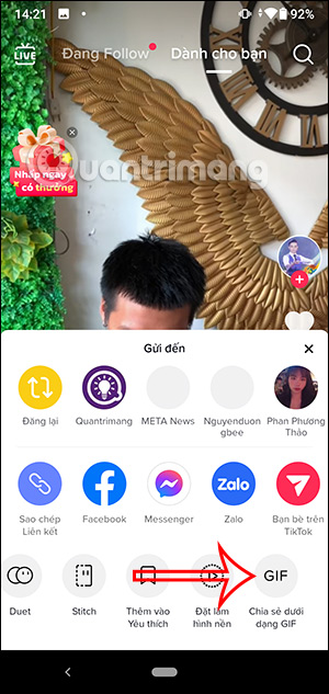 Chia sẻ ảnh GIF TikTok Android