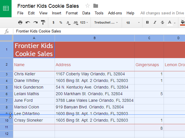 Nhấp và kéo đường viền hàng