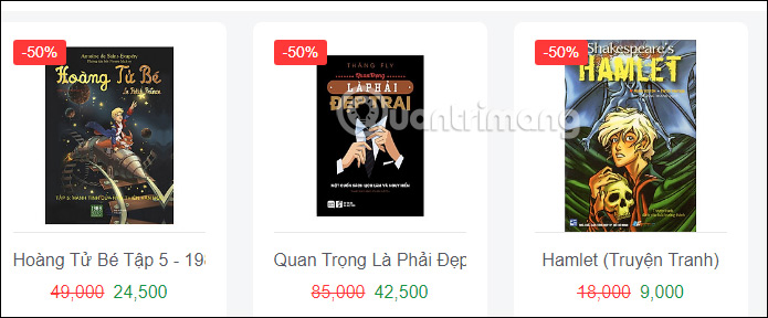 Danh sách giảm giá trên Lightnovel-mangaVN