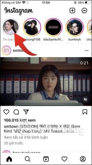 Truy cập Story Instagram