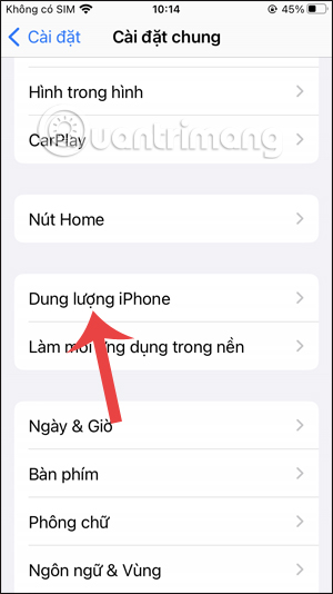 Dung lượng trên iPhone