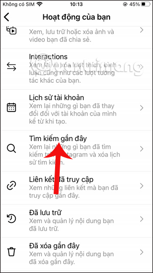 Nội dung tìm kiếm trên Instagram