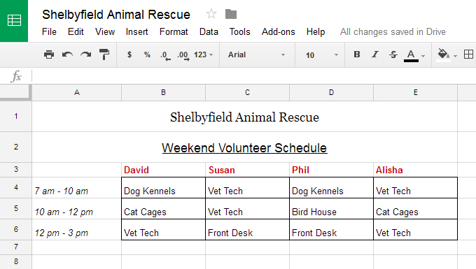 Các đường viền ô mới sẽ xuất hiện.