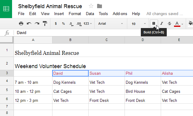 Nhấp vào nút Bold text 