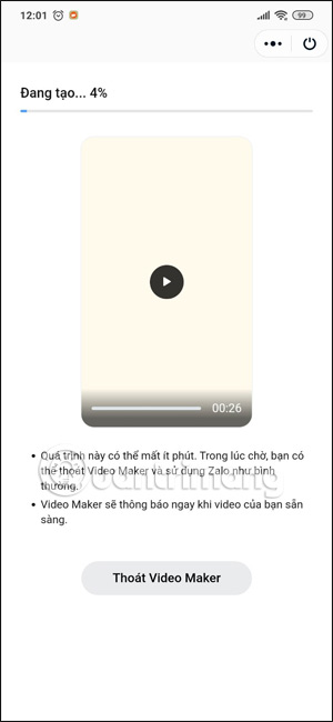 Thực hiện tạo video Zalo