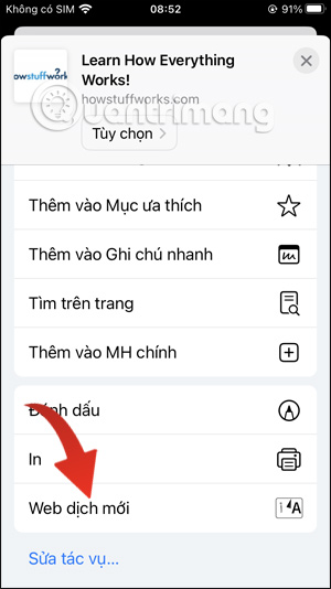 Web translation on Safari