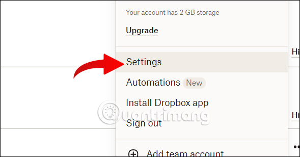 Settings Dropbox