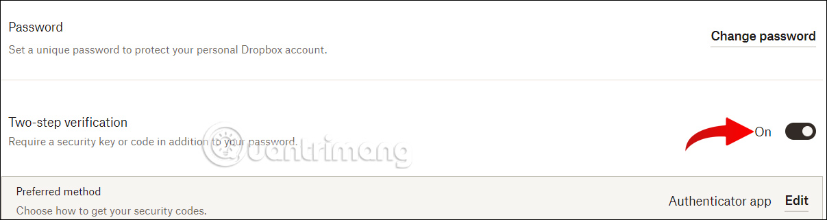 Tắt bảo mật 2 lớp Dropbox