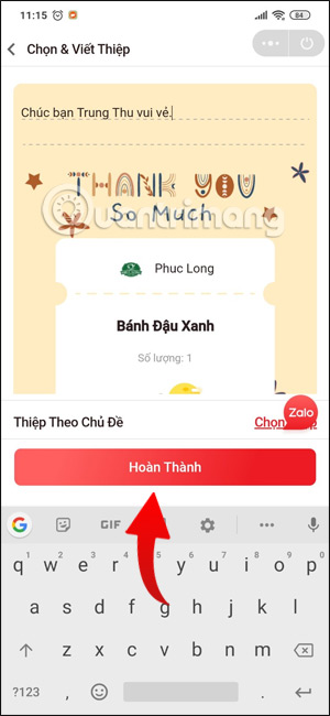 Viết lời chúc gửi quà tặng Zalo