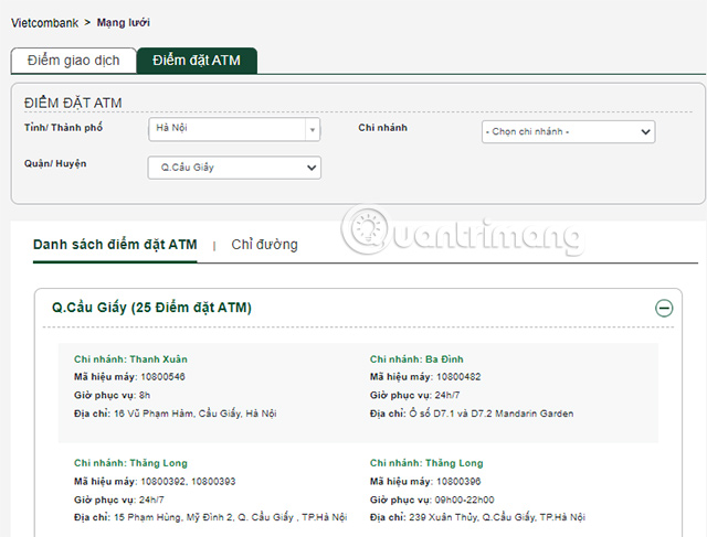 Kết quả thu được sau khi tra cứu