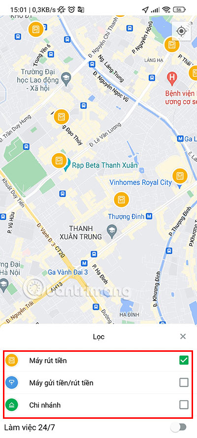 Nhấn vào phần Lọc để tìm kiếm thông tin cụ thể bạn cần