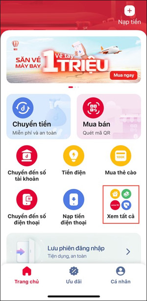 Dịch vụ trên ứng dụng Viettel Money