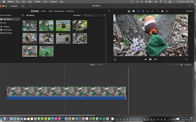 Ảnh trong timeline iMovie