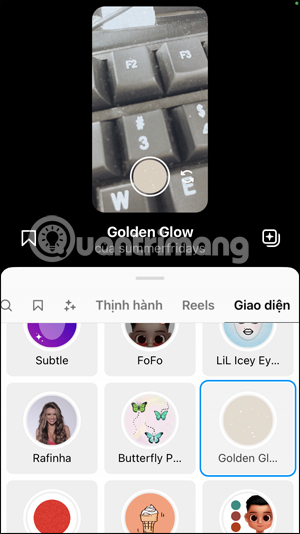 Chọn hiệu ứng thứ nhất video Reels Instagram