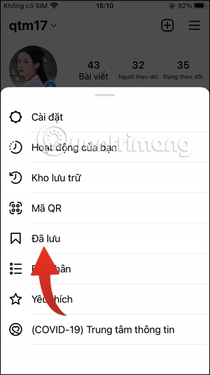 Mục đã lưu trên Instagram
