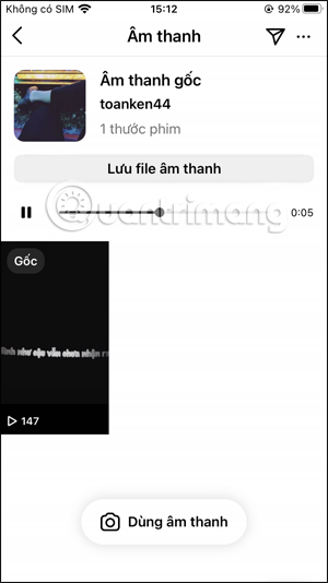 Hủy lưu âm thanh trên Instagram