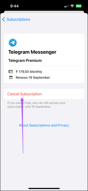 Hủy đăng ký Telegram Premium