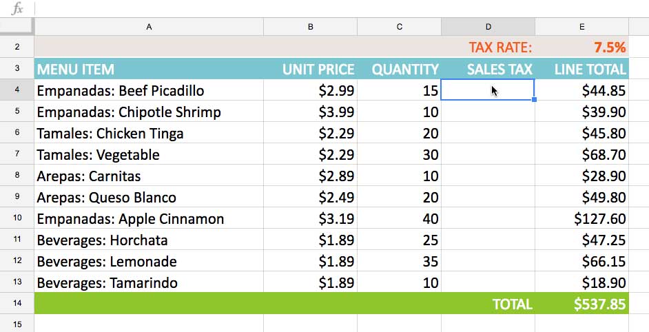 Chọn ô sẽ chứa công thức