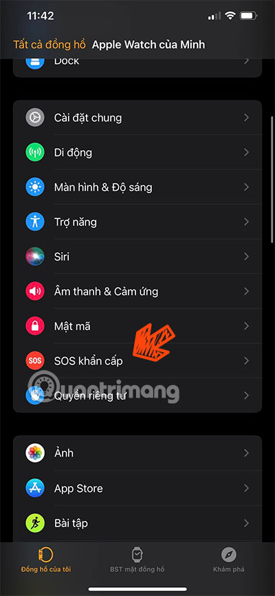 cuộc gọi sos apple watch