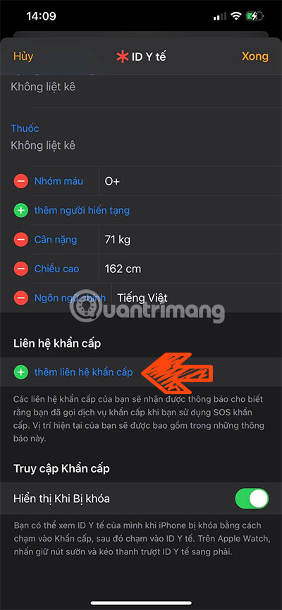 thêm số điện thoại vào cuộc gọi sos apple watch