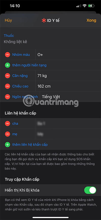 thêm số điện thoại vào cuộc gọi sos apple watch