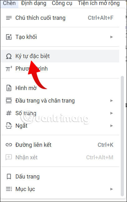 Ký tự trên Google Docs