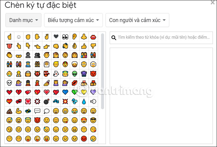 Chèn biểu tượng cảm xúc Google Docs