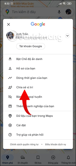 Chia sẻ vị trí Google Maps