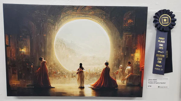 Bức tranh Théâtre D'opéra Spatial được vẽ bằng AI được trao giải nhất tại một triển lãm.