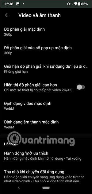 Chỉnh âm thanh video trên GreenTuber