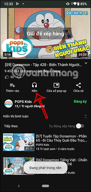 Phát video trong nền GreenTuber