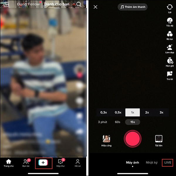 Truy cập mục Live TikTok