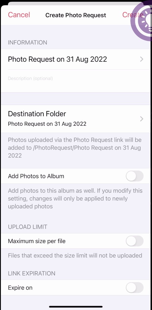 Cách thiết lập Photo Request trên Synology Photos dành cho thiết bị di động