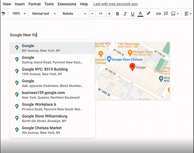 Google Maps được “tích hợp” trong tài liệu Google Docs
