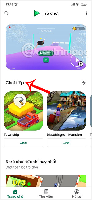 Giao diện Play Games