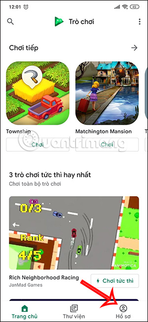 Hồ sơ trên Play Games