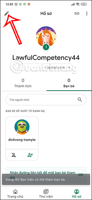 Giao diện hồ sơ Play Games