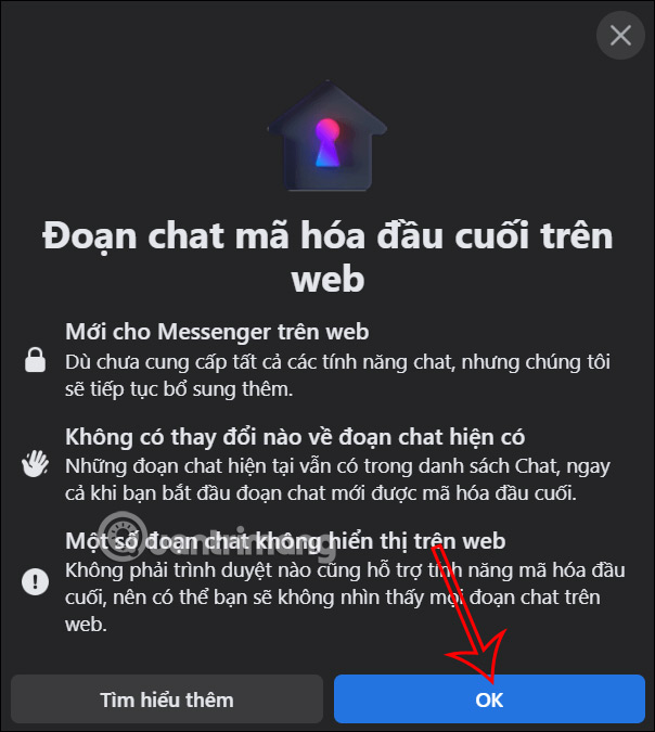 Tạo tin nhắn mã hóa đầu cuối Messenger web