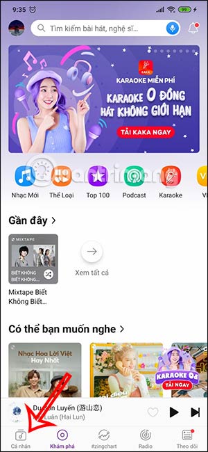 Giao diện Zing MP3