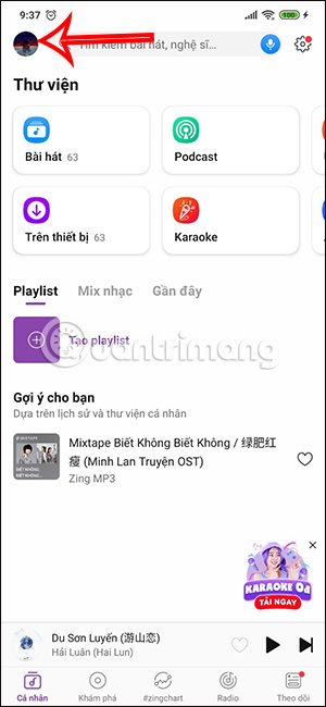 Truy cập tài khoản Zing MP3