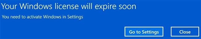 Thông báo Windows 8 và 8.1 chưa activate