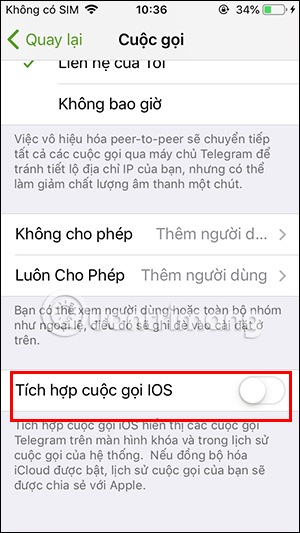 iOS Telegram call integration