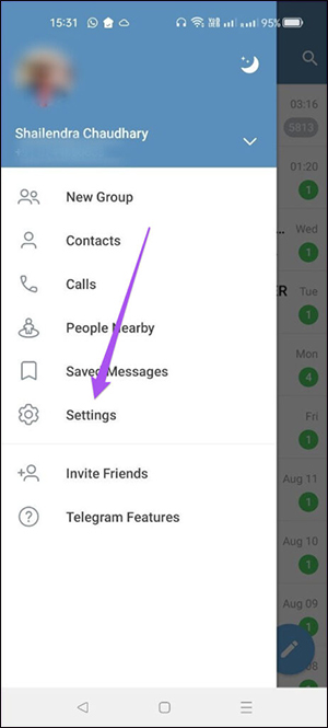 Settings on Telegram