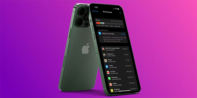 iPhone 13 Pro hiển thị cài đặt bộ nhớ iOS