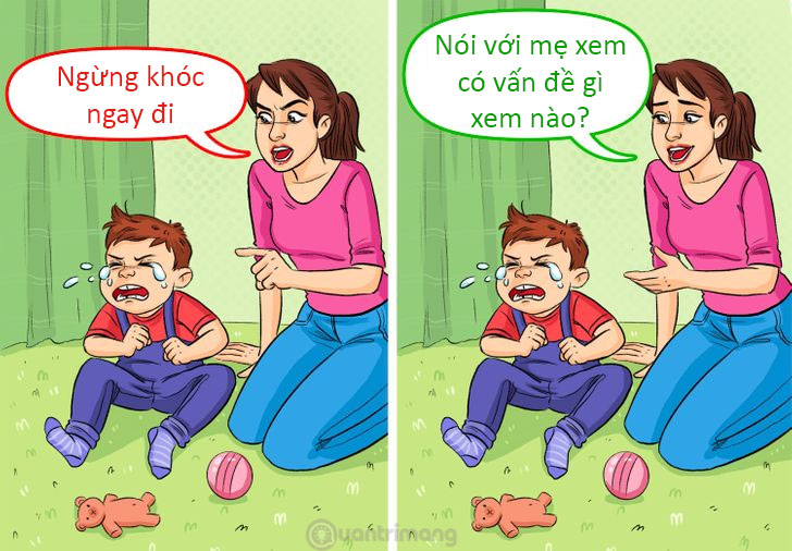 Cho trẻ thấy cách tiếp cận tình huống một cách bình tĩnh