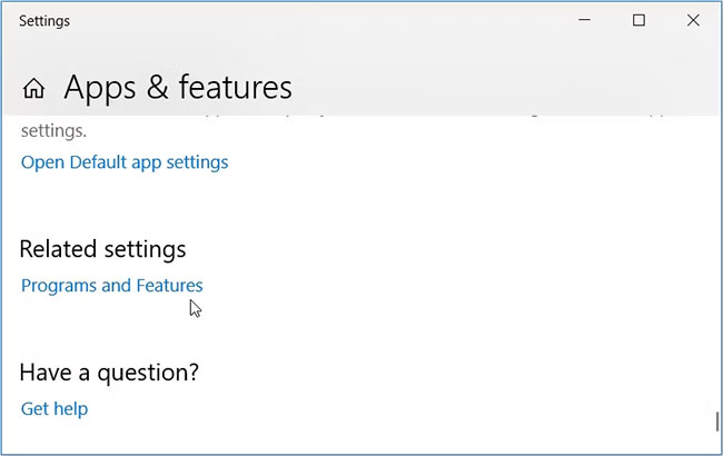 Mở Công cụ Programs and Features của Windows bằng menu Quick Access