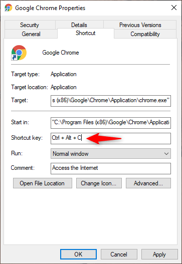 Nhấn tổ hợp phím tắt mà bạn muốn sử dụng ở phần Shortcut key