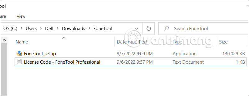 Tập tin cài đặt AOMEI FoneTool