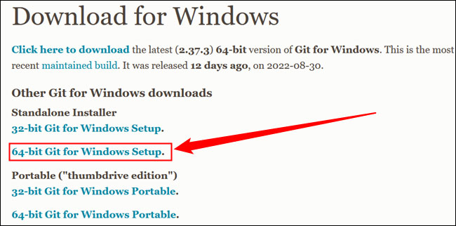 Nhấp vào “64-bit Git for Windows Setup” 