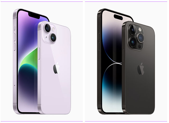 Mặt sau của iPhone 14 Plus và iPhone 14 Pro